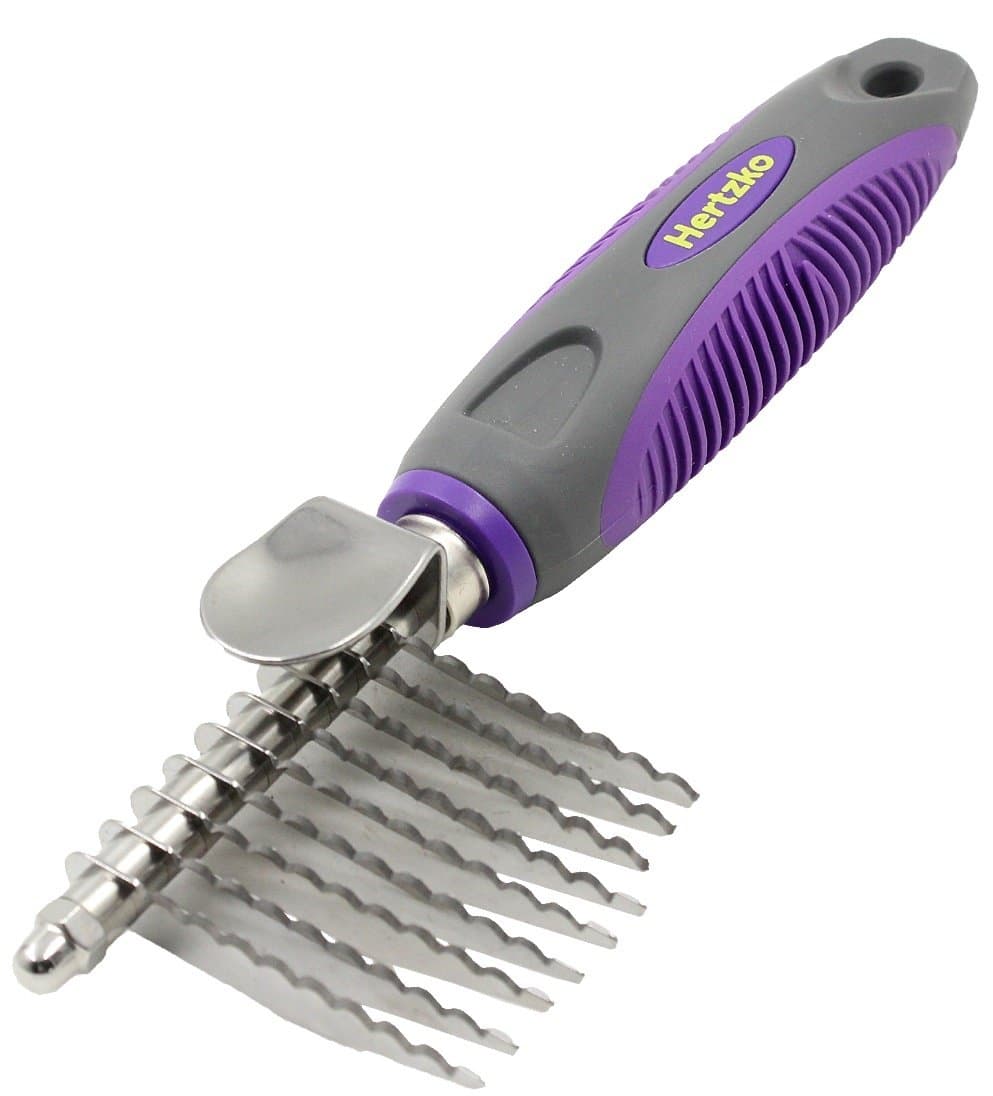 Hertzko Grooming Dematting Comb for Pets - Removes Mats and Tangles - Ideal Dematting Comb for Dogs and Cats - Grooming Tool for All Fur Types - Easy to Use and Clean - Stainless Steel