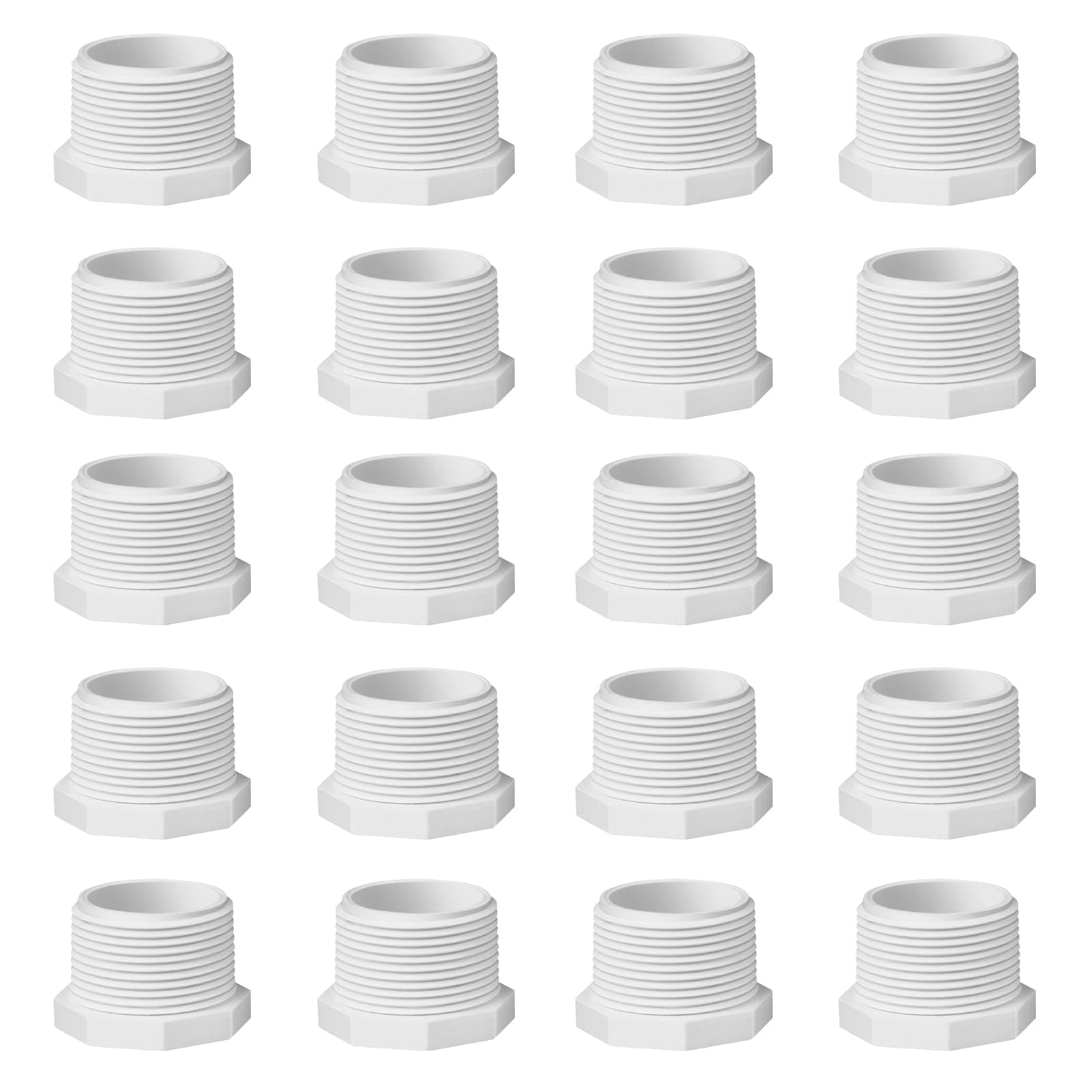 20pcs 0.5 Inch PVC Cleanout Plug Male Threaded Drain End Cap Coupling Adaptor for PVC Pipe Pressure Fitting Schedule 40 NPT Threads Water Pipe closing (1/2", 20)