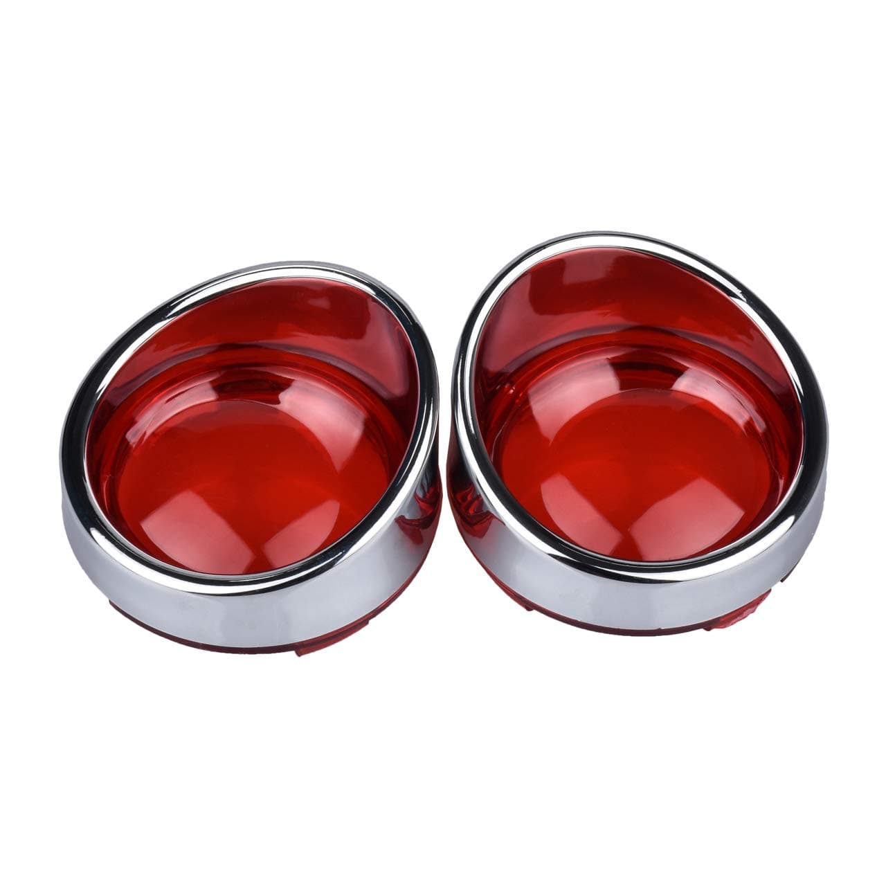 TUINCYN Chrome Motorcycle Turn Signal Bezels Visor-Style with Red Lens Cover For Harley Sportster 883 1200 XL 48 72 Fatboy Dyna V-ROD Breakout Softail FLST/FLSTC (Pack of 2)