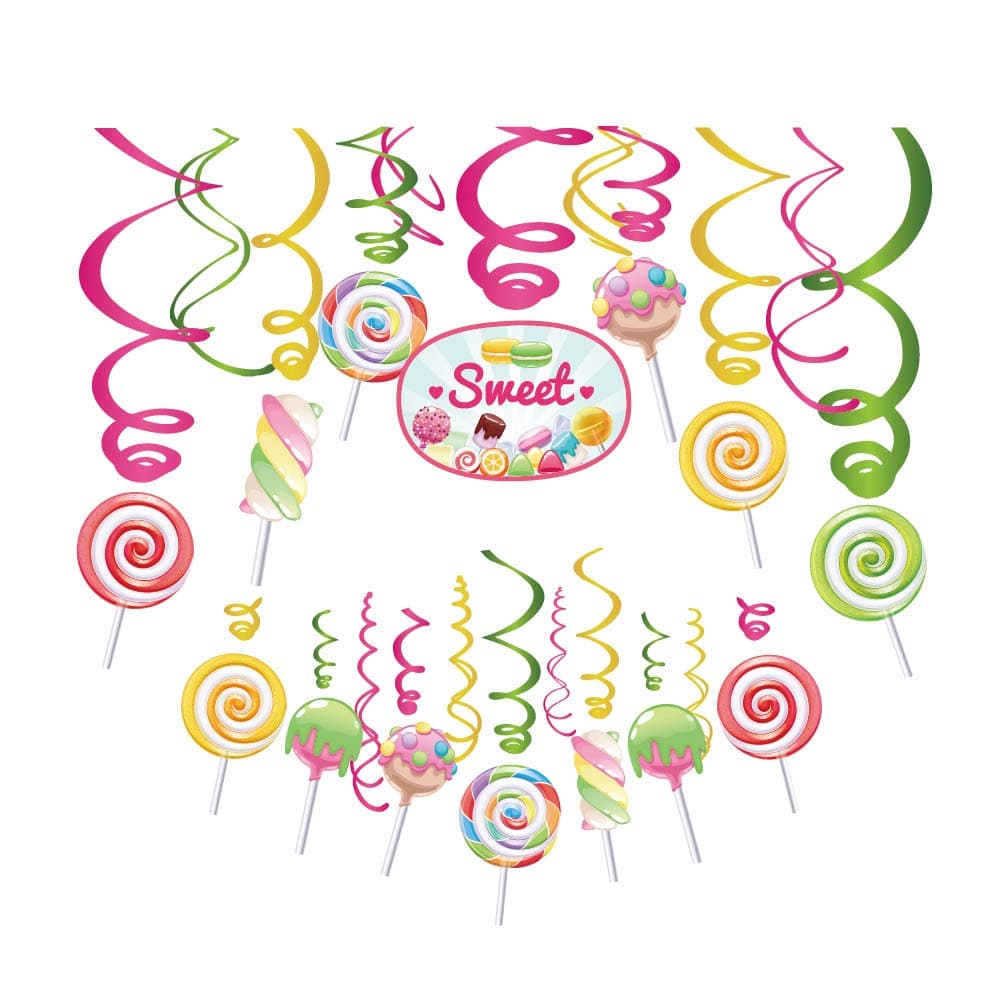 30Ct CandyLand Hanging Swirl Decorations,Lollipop Decorations,Sweet Decorations for Girls,Boys,Kids,Home,Classroom,Office,Baby Shower
