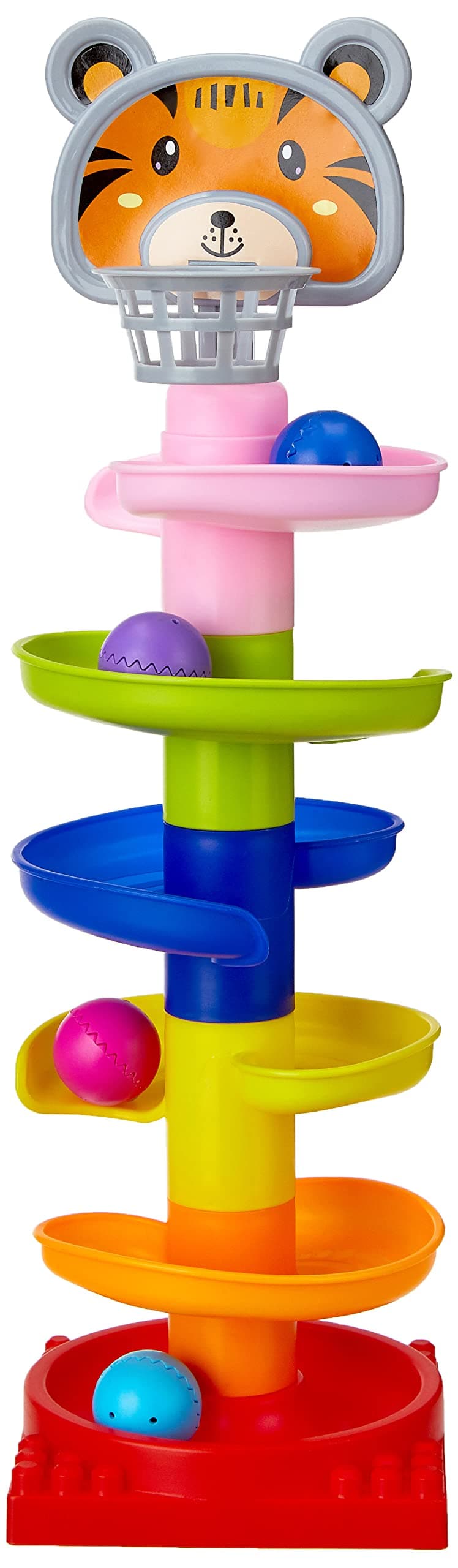 Amazon Brand - Jam & Honey | Rolling and Swirling Ramp Drop Toy for 3-4 Year Kids | 5 Layers. 4 Balls