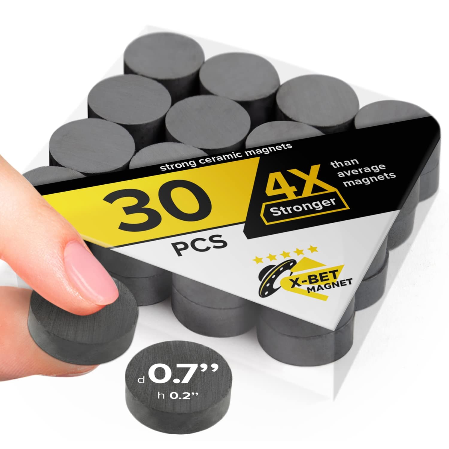 X-Bet Magnet Ceramic Magnets - Round Disc - Flat Circle Magnets Bulk for Crafts, Science & Hobbies - Perfect for Refrigerator, Whiteboard, Fridge