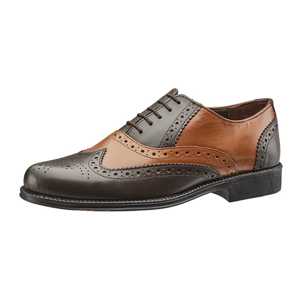 CLIFFORD JAMES Mens Real Leather Comfortable Two Tone Brogue with Leather or Rubber Sole in Black/Grey, Blue, Blue/Tan, Tan/Black Tan/Brown and Brown, (8 UK, Tan/Brown)