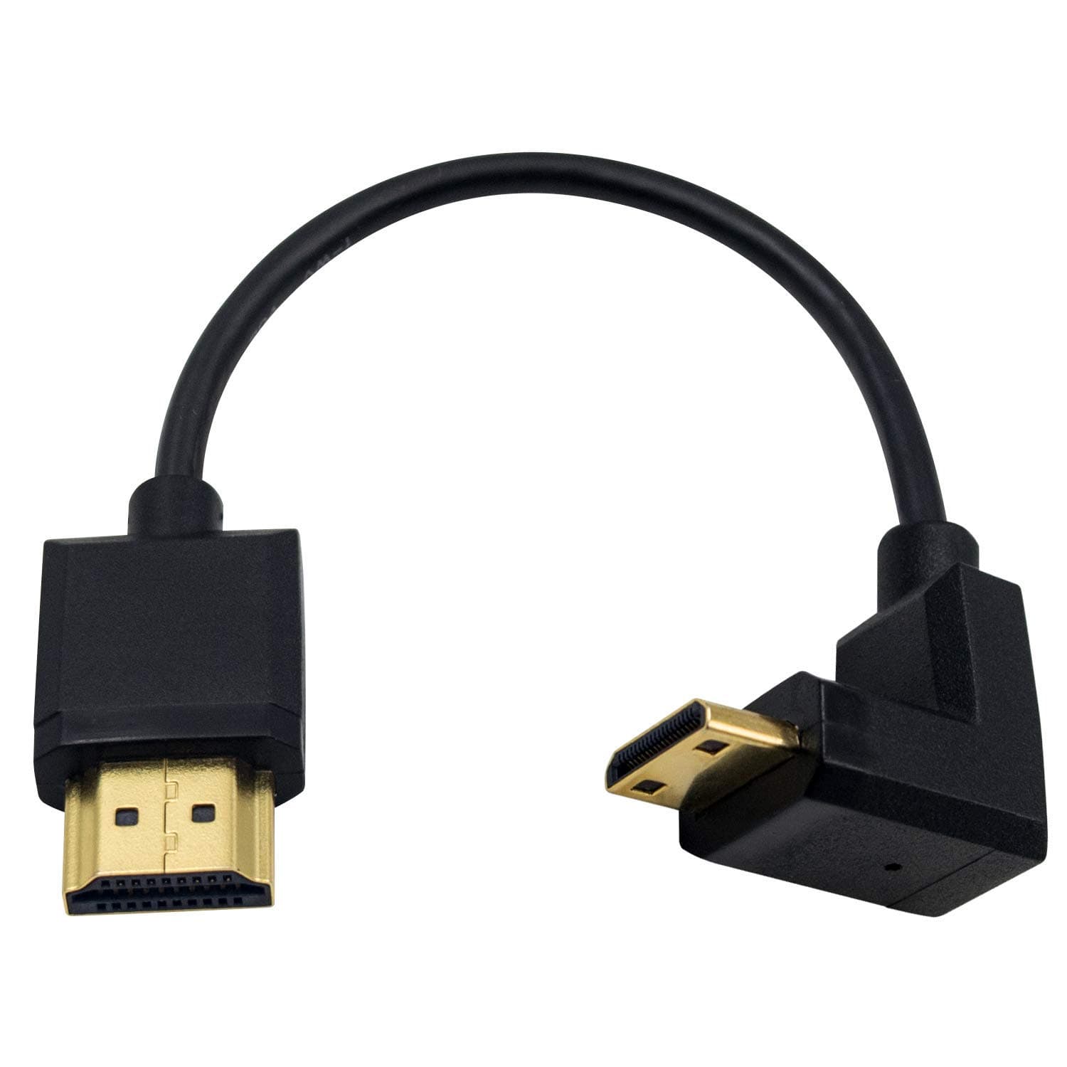 Duttek Mini HDMI to Standard HDMI Cable, HDMI to Mini HDMI Cable, Ultra-Thin Down Angled 90 Degree Mini HDMI Male to HDMI Male Cable Support 4K Ultra HD, 1080p, 3D(HDMI 2.0) (15cm/6 inch)