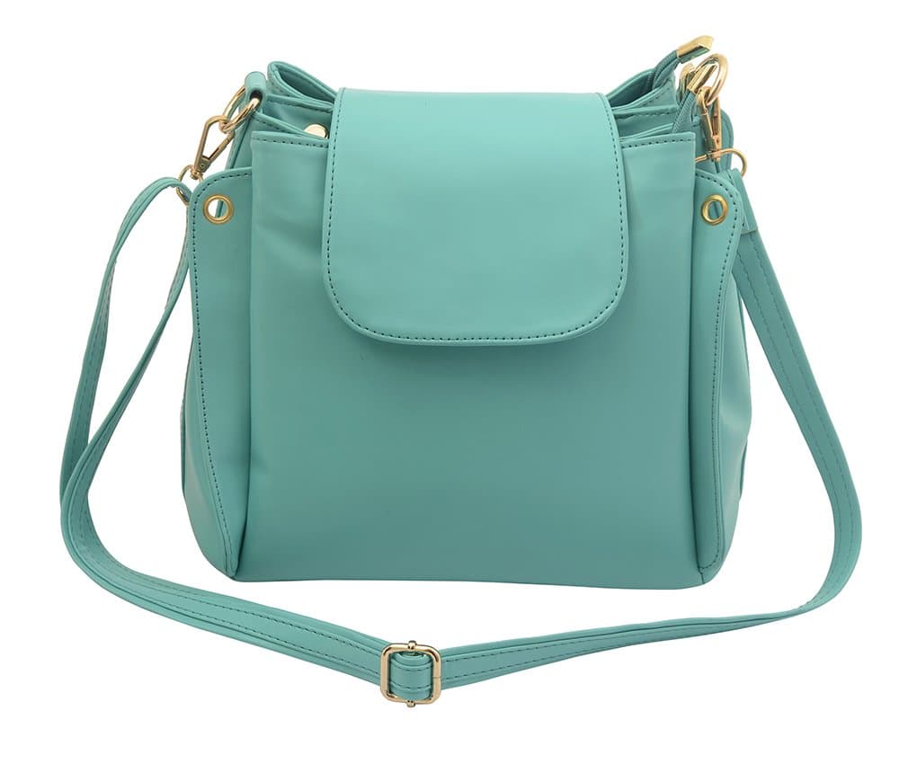 Lychee bags Women PU Sling Bag (Green)