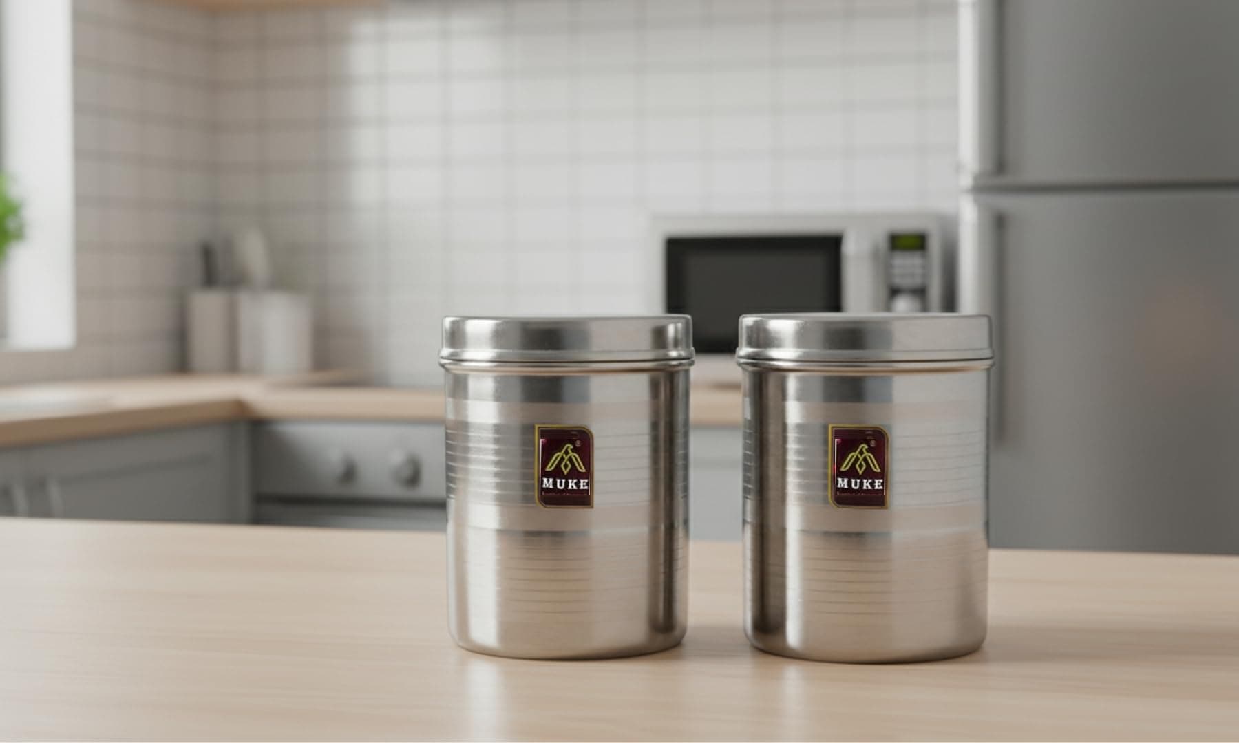 MUKE® stainless steel dibba set 5 kg Size Steel Container 2 pcs.