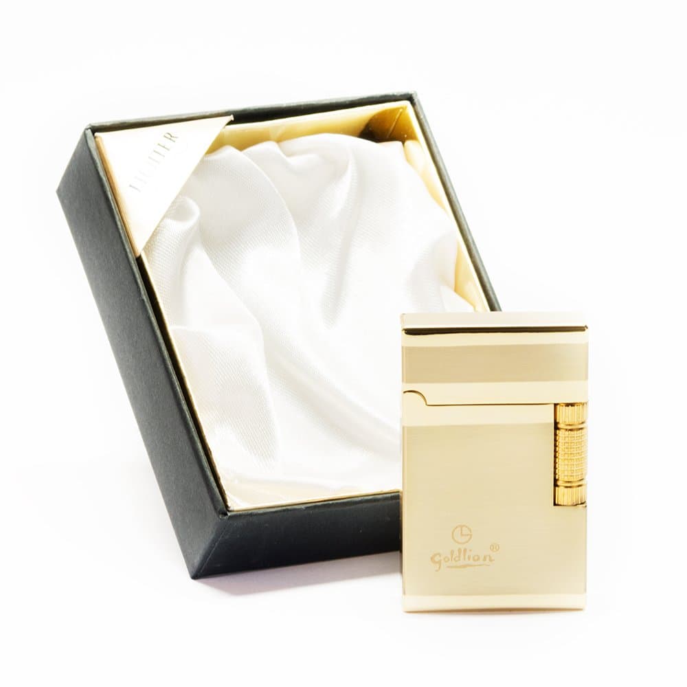 Cobo 5 Gem Set Flint Weel Brushed Brass Lighter