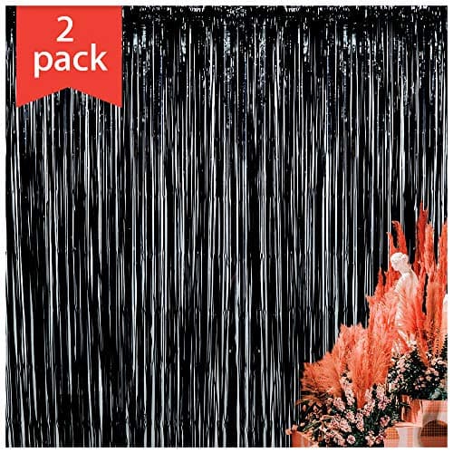 Iridescent Glitter Foil Fringe Curtains Birthday Wedding Party Window Door Decorations Fun Photo Booth Props(2 packs, (W)3.28*(H)6.56 Ft, White)