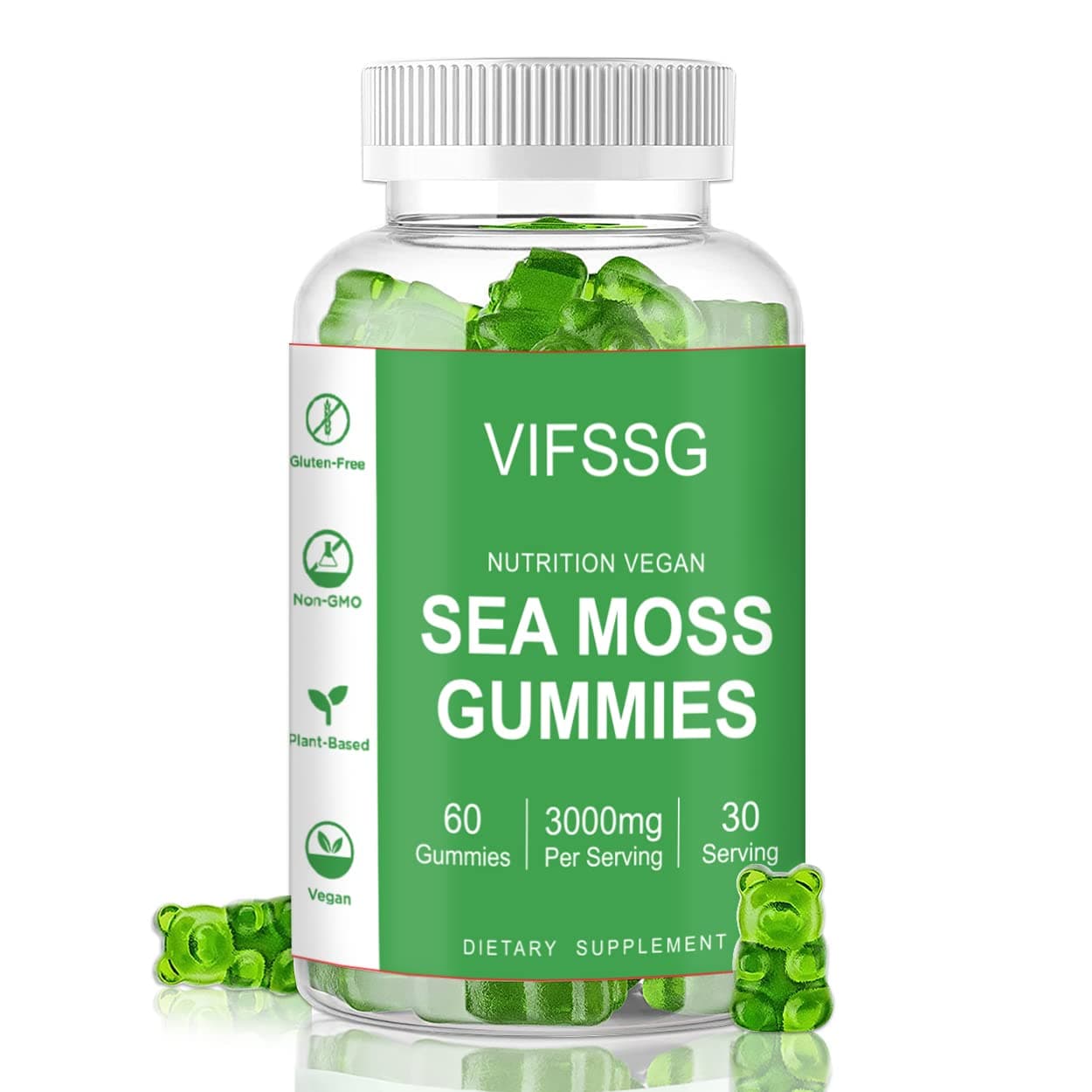 Sea Moss Gummies, 2500Mg Irish Seamoss Gummies Vegan for Adults & Kids with Organic Bladderwrack, Burdock Root and Apple Cider Vinegar Supplement 60 Gummies Pack of 1