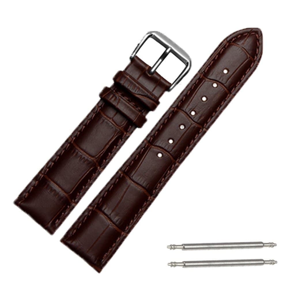 20mm Brown Leather Watch Strap (free Spring Bars)