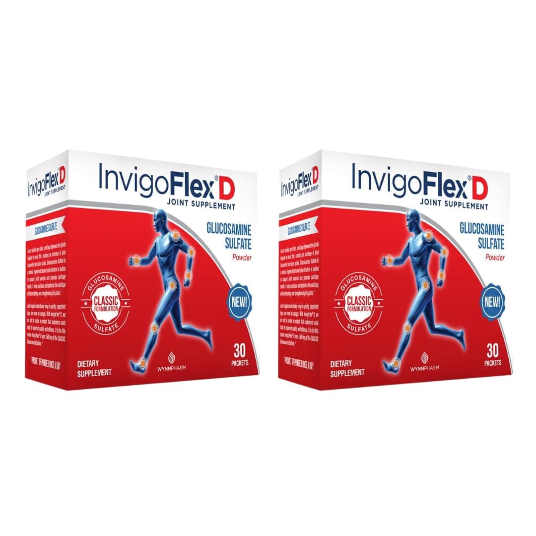 INVIGOFLEX 1500mg of Glucosamine Sulfate Powder (Classic Formulation) - Premium Joint Supplement for Knees, Hands, Back, and Hip Support D: Glucosamine Sulfate, Packets - 60 Packets