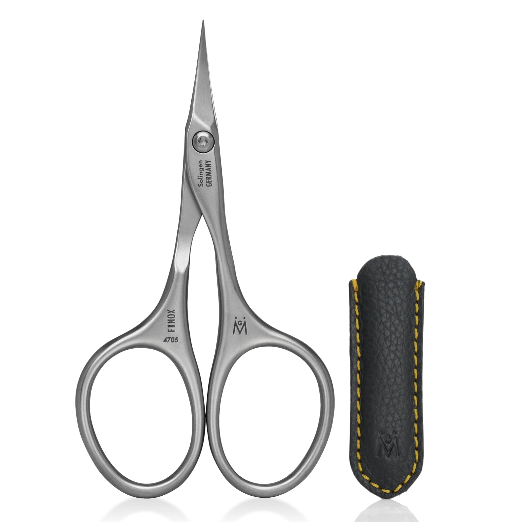 Tower Point Cuticle Scissors Grooming Scissors FINOX Stainless Steel Professional Nail Scissors in Leather Case -Ethically Made in Solingen Germany - 4705