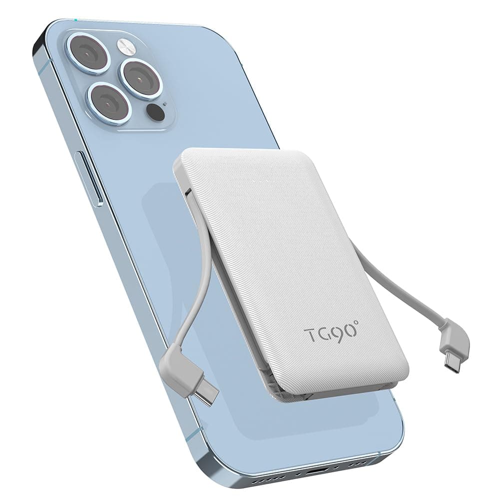 TG90° Power Bank 6000mah Portable Battery Charger, Mini Power Bank with Built-in Cables Portable Phone Charger