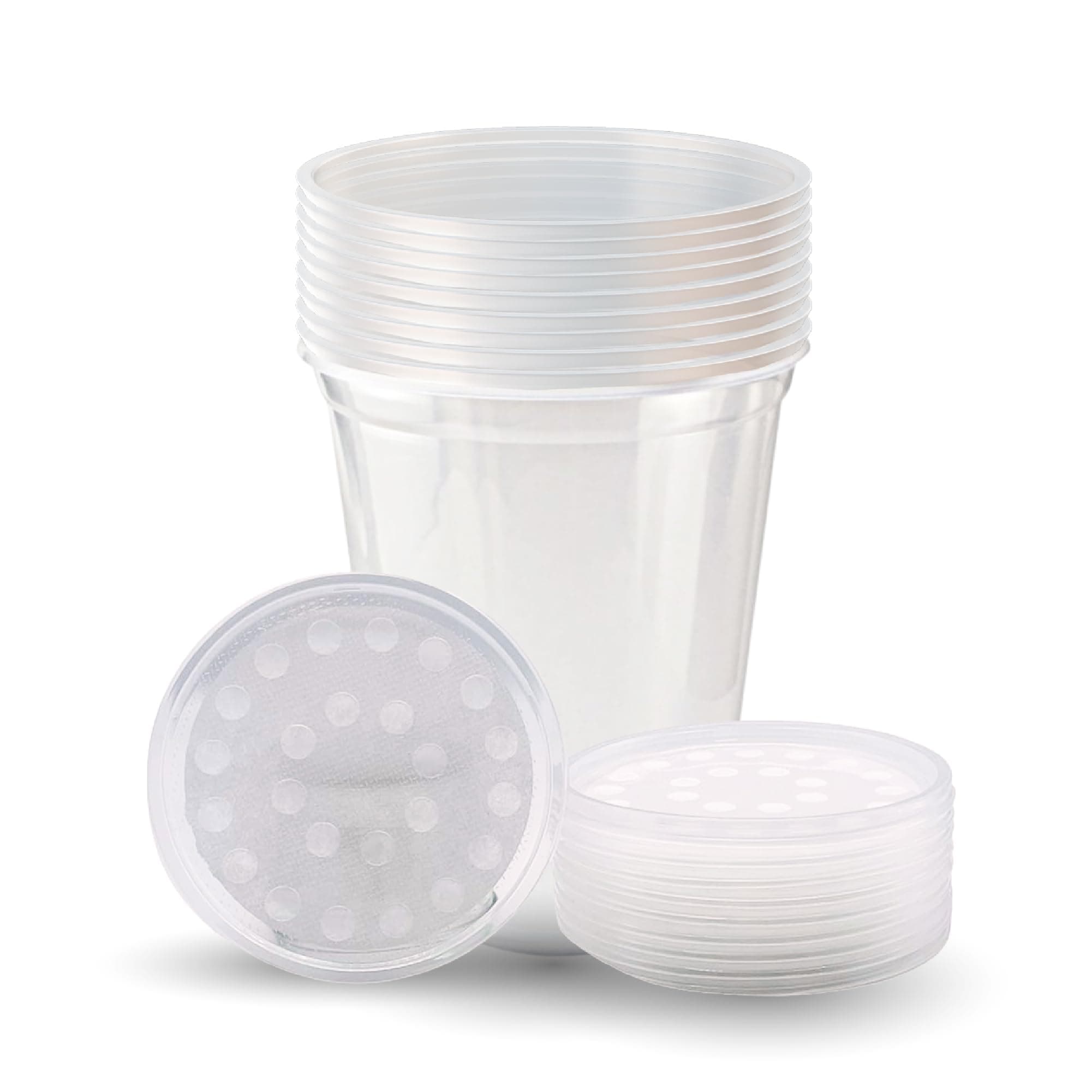 Snout and Shell 32 oz Deli Cup Fabric Vented Insect Feeder lids by & - Pack of 10 Cups lids