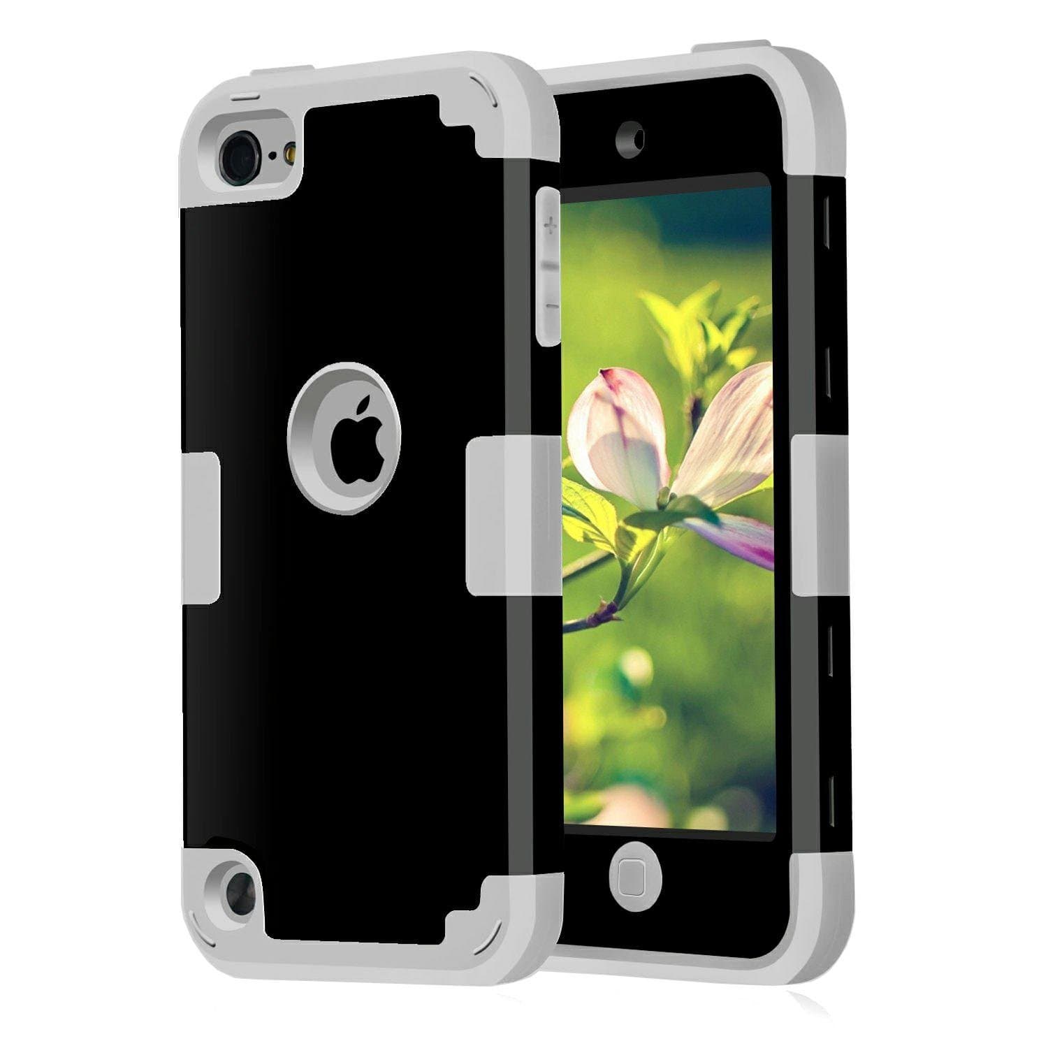 Case for iPod Touches Cases 6th Generation for iPod Touch 5 6 Case, CheerShare Dual Layered 3 in 1 Case for iPod Touch 5 6th Generation (Black + Gray)