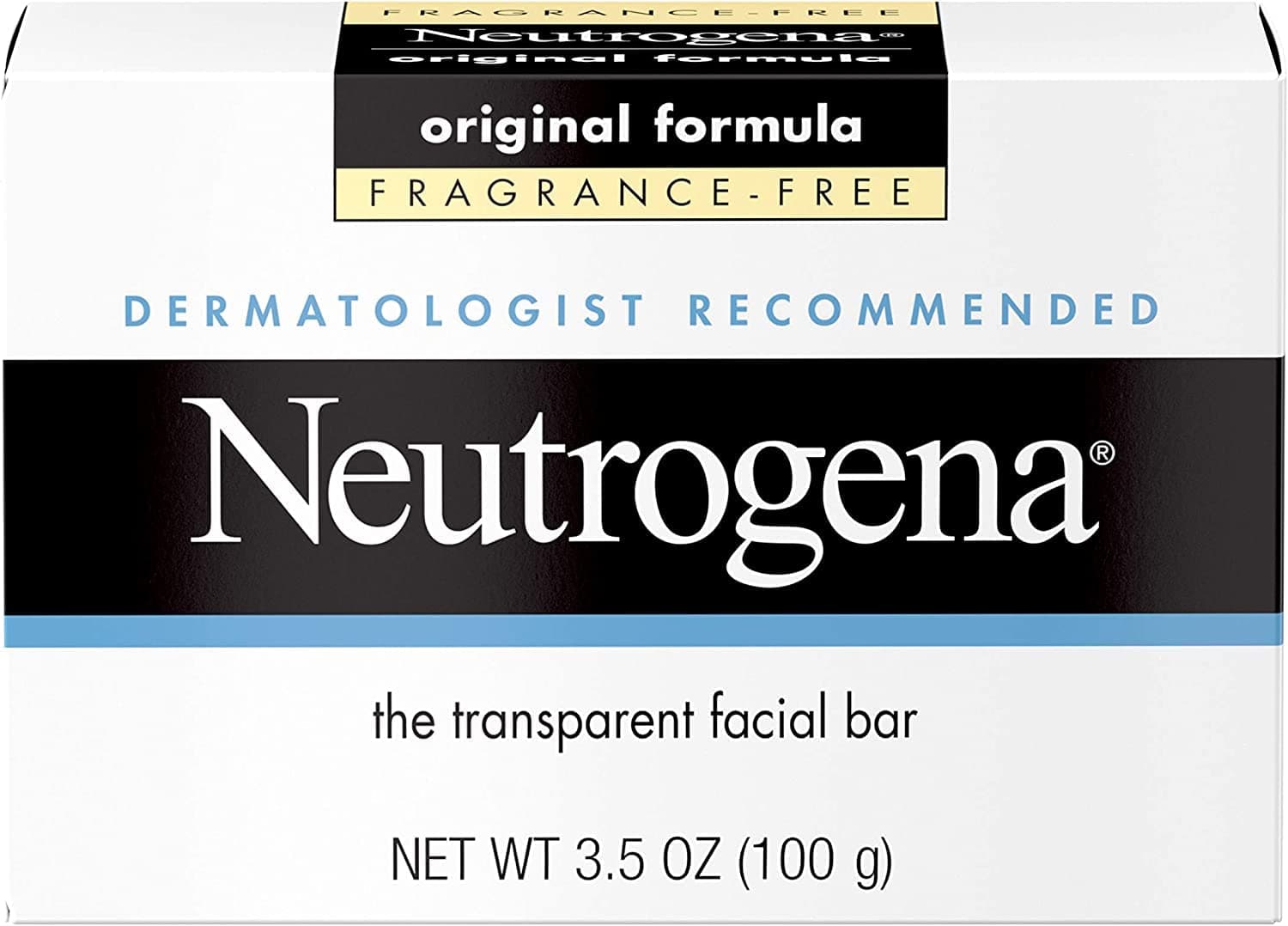 Neutrogena Original Amber Bar Fragrance-Free Facial Cleansing Bar with Glycerin, Pure & Transparent Gentle Face Wash Bar Soap, Free of Harsh Detergents, & Dyes, Hypoallergenic, 3.5 Oz