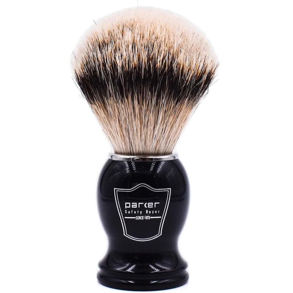 100% Silvertip Badger Bristle Shaving Brush (Black Handle) - Brush Stand Included