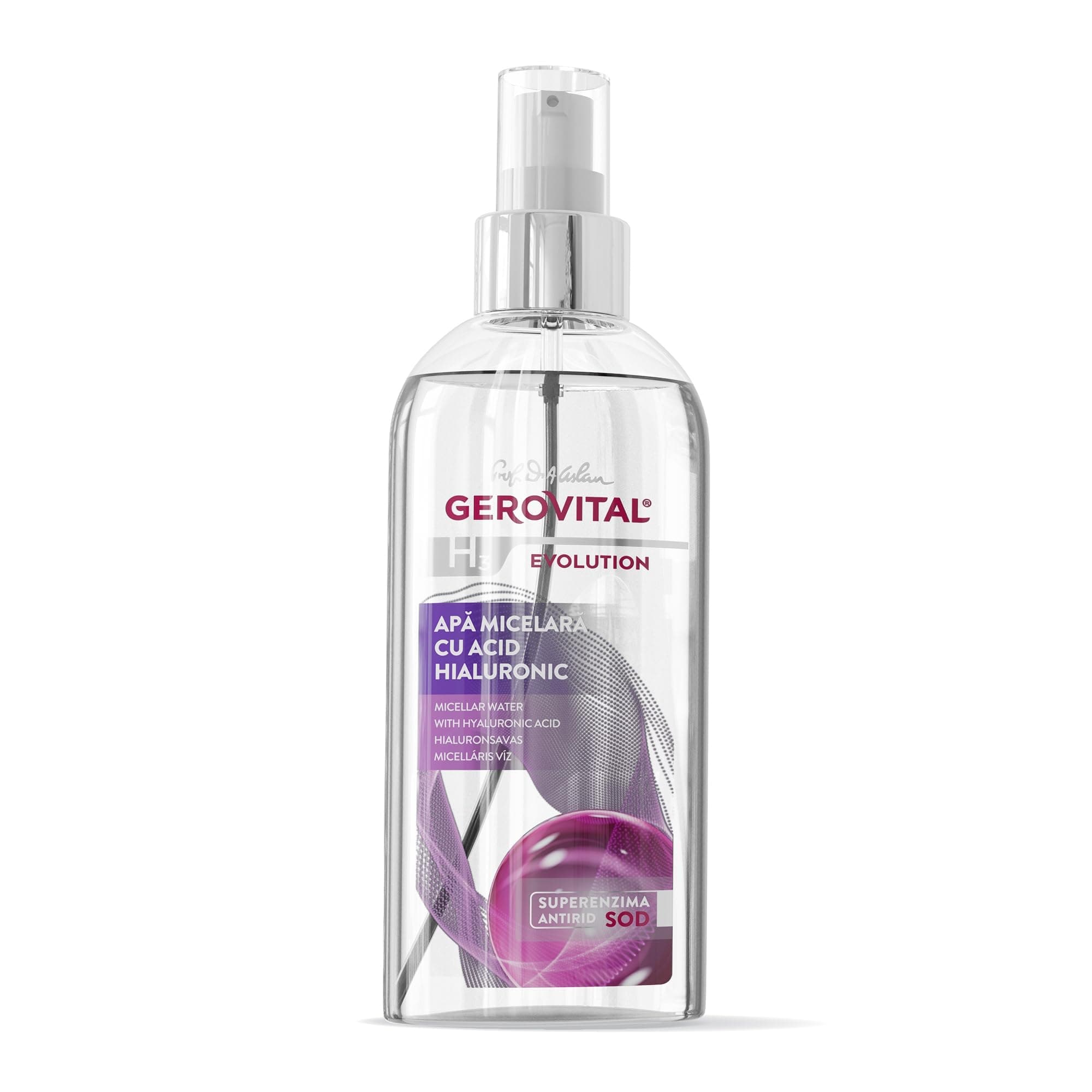 GEROVITAL EVOLUTION Micellar Water with Hyaluronic Acid, Facial Cleanser, Hyd...