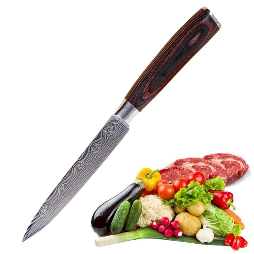 Utility Knife 5 inch Professional Kitchen Petty Knife-Japanese High Carbon Stainless Steel-Razor Sharp Chef Knife with Unique Ergonomic Handle