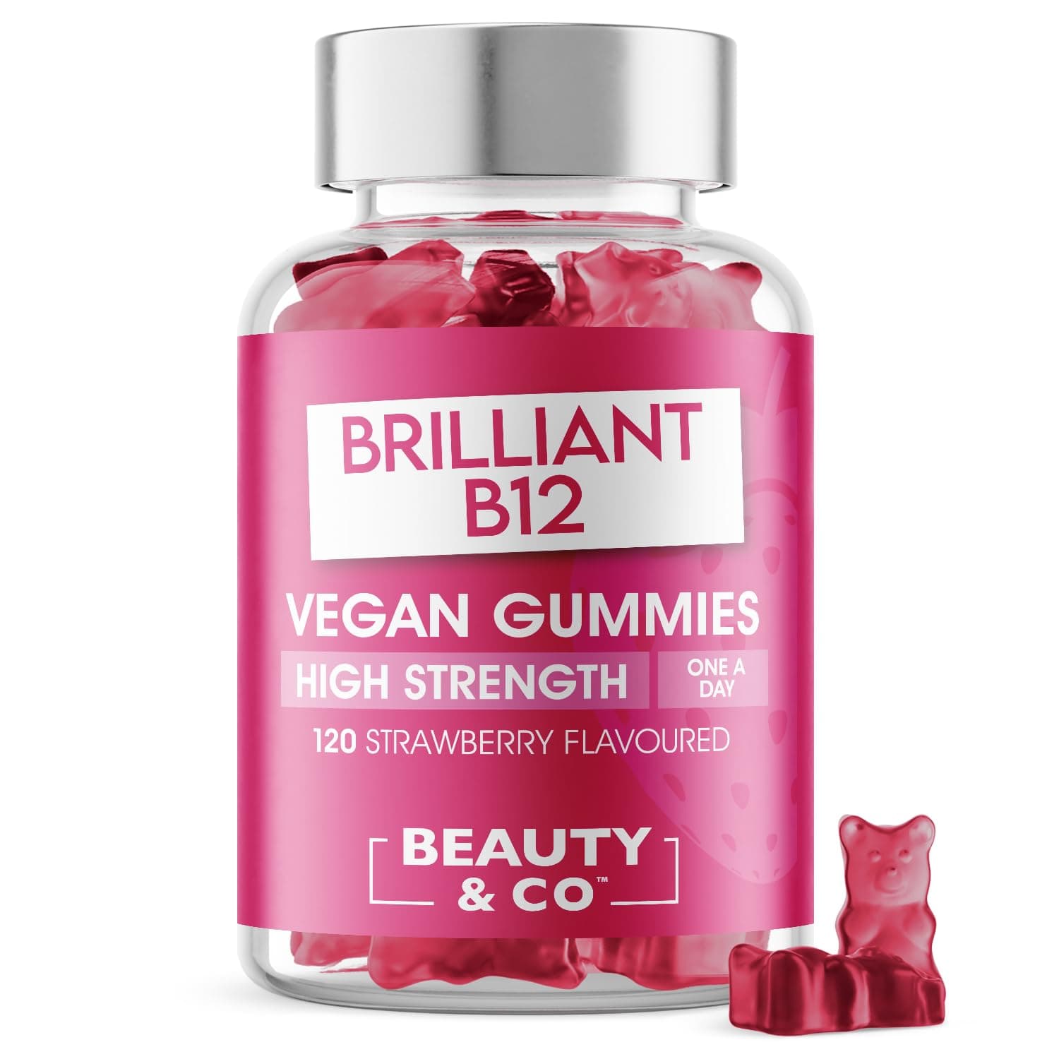 Beauty & CoVegan B12 Gummies - High Strength Strawberry Flavour Vitamins