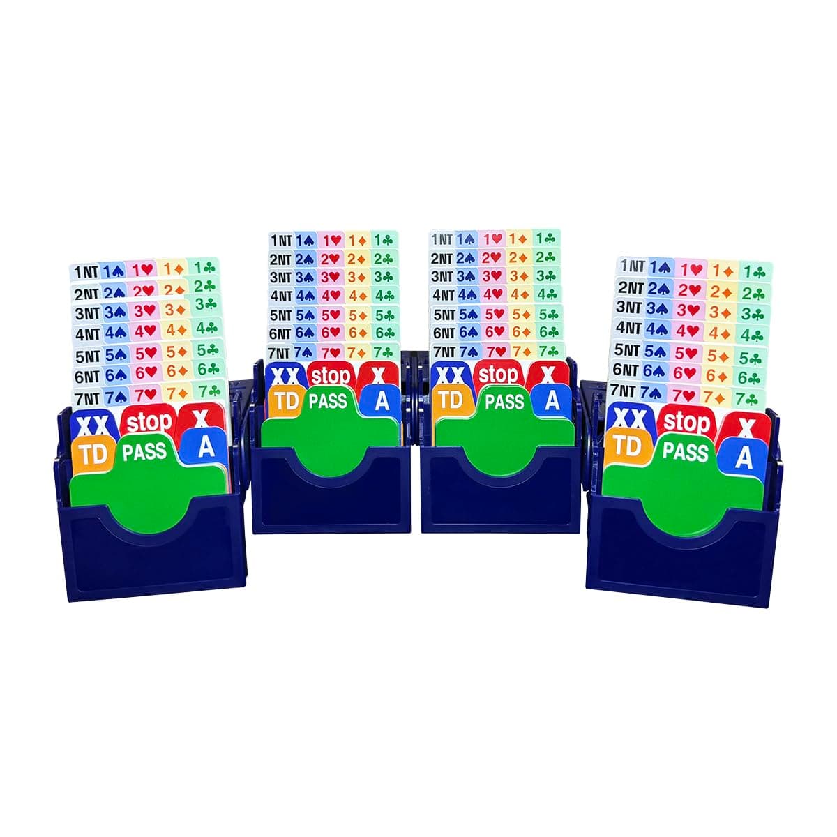 Set of 4 Blue Color Choice Bridge Playing Cards with Bridge Bidding Box and Bridge Playing Cards Together Play in Tournment