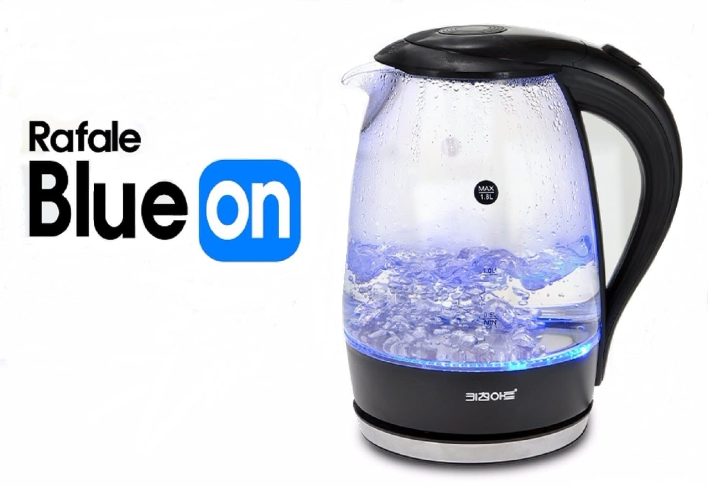 Kichen Art KAEK-GF17G. (You can see the photos for kettle.) Light Blue Tea Kettle. Rafale Blue On Glass Kettle 1.8L. Light On. Stainless steel. Electric kettle.