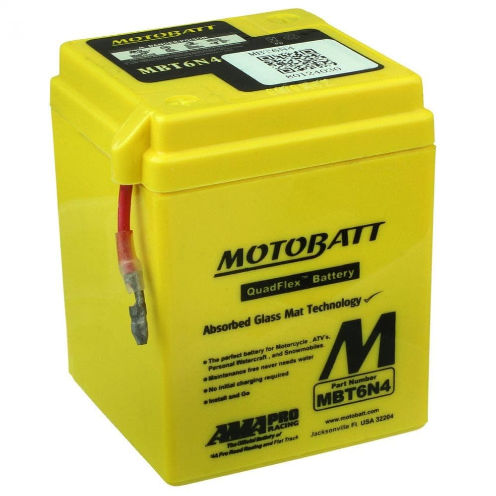 Motobatt Battery MBT6N4 6v 4AH 6N42A Models, 6N4C1B L:71mm x H:96mm x W:71mm
