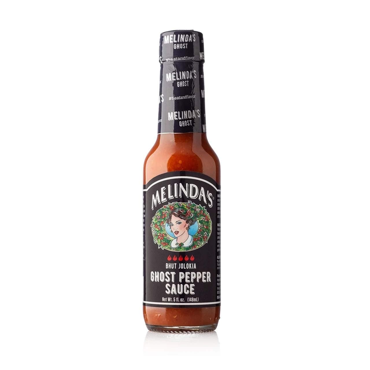 Melinda's Ghost Pepper Hot Sauce - Gourmet Extra Spicy Hot Sauce - Made with Fresh Ingredients, Ghost Peppers (Bhut Jolokia), Habanero Pepper, Carrot, Garlic, Lime Juice - 5oz, 1 Pack