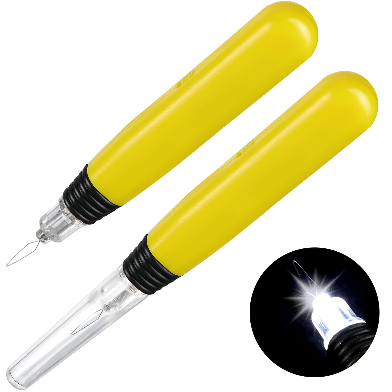 WILLBOND LED Needle Threader Sewing Tools Lighted Plastic Wire Loop DIY Needle Threader Illuminated Hand Machine Sewing Tool for Stitch Crafting Yarn Embroidery Floss