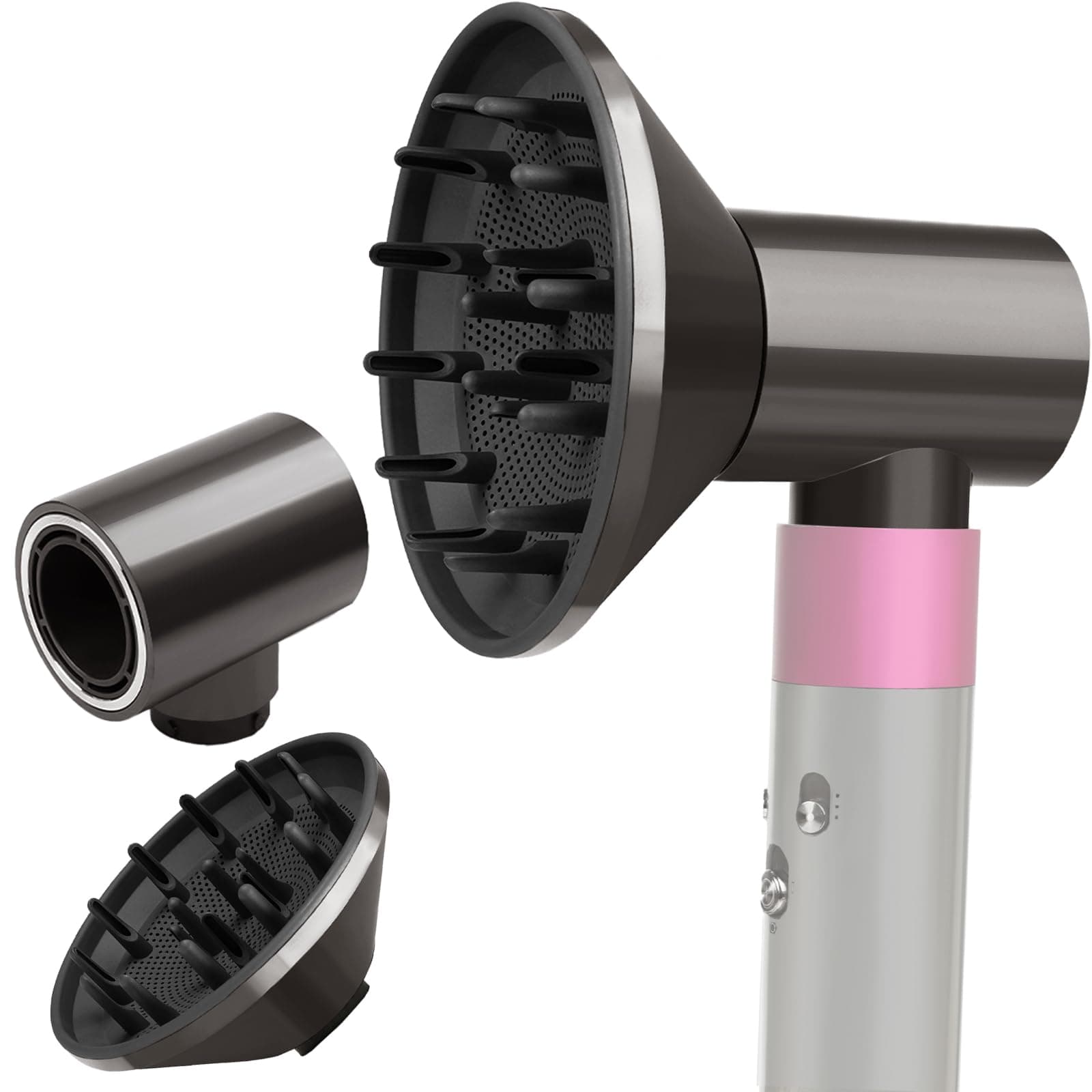 Diffuser Attachment for Dyson Airwrap, with Adaptor Set for Dyson Converting to Hair Dryer, Gifts for Women Girls, Metal Gray