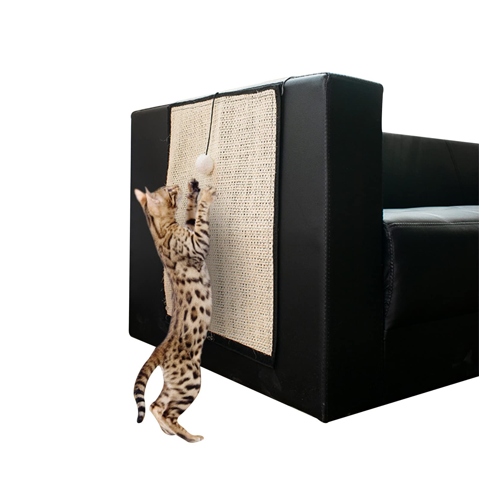 Andiker Cat Scratching Mat, Durable & Washable for Cat Natural Sisal Mat for Wrapping Around Furniture Sofa & Couch & Chair & Desk Legs with A Ball (long)