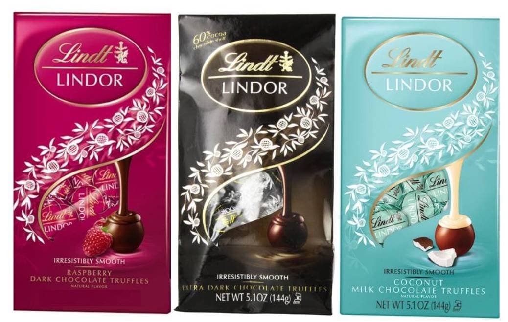 Lindt Lindor Chocolate Truffles 3 Flavor Variety Bundle: (1) Lindt Lindor Raspberry Dark Chocolate Truffles, (1) Lindt Lindor Extra Dark Chocolate Truffles, and (1) Lindt Lindor Coconut Milk Chocolate Truffles, 5.1-6 Oz. Ea. (3 Bags Total)