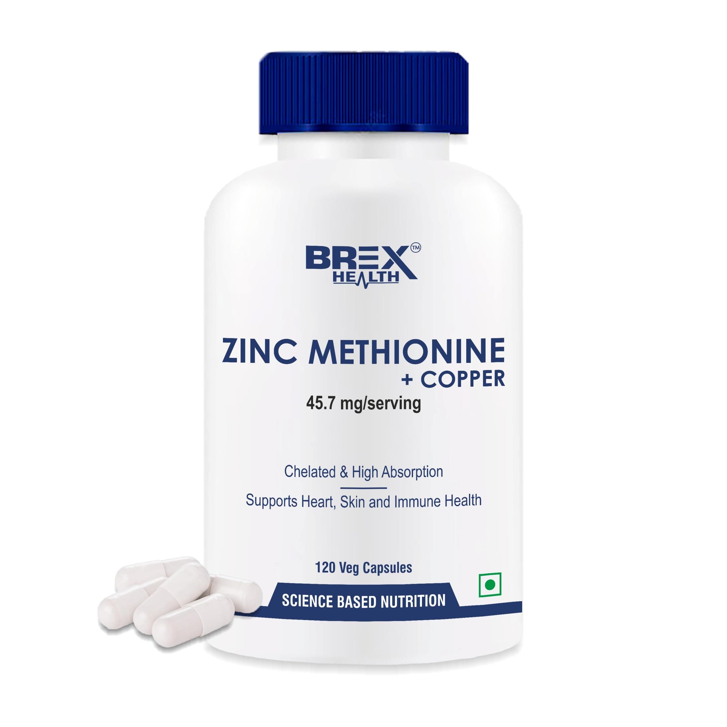 Zinc Methionine Plus Chelated Copper | Antioxidant Supplement | Supports Immune Health - 120 Veg Capsules