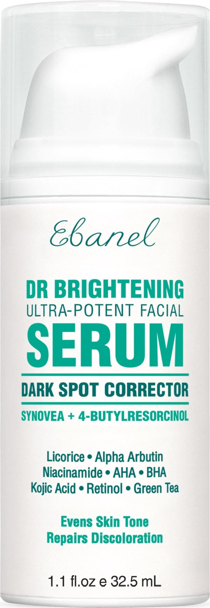 Ebanel Dark Spot Remover for Face & Body, Brightening Serum with Synovea HR, Alpha Arbutin, Niacinamide, Kojic Acid, Dark Spot Corrector for Hyperpigmentation, Discoloration, Melasma and Age Spots