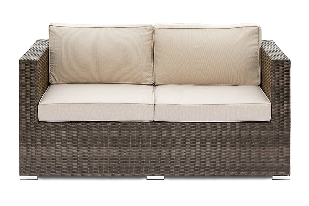 Stand Alone Sofa - Modular Rattan Garden Furniture - Mix Brown Rattan With Cream Cushions