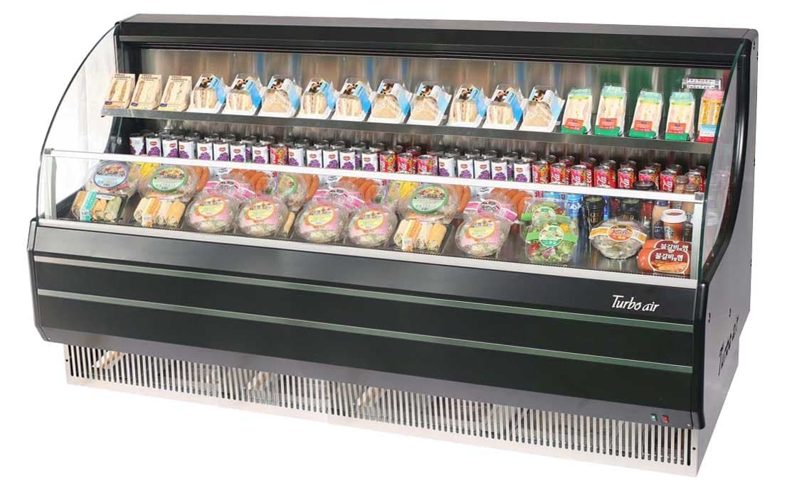 Turbo Air Horizontal Slim Open Display Cold Food & Beverage Grab & Go Merchandiser for Convenience Stores and Super Markets