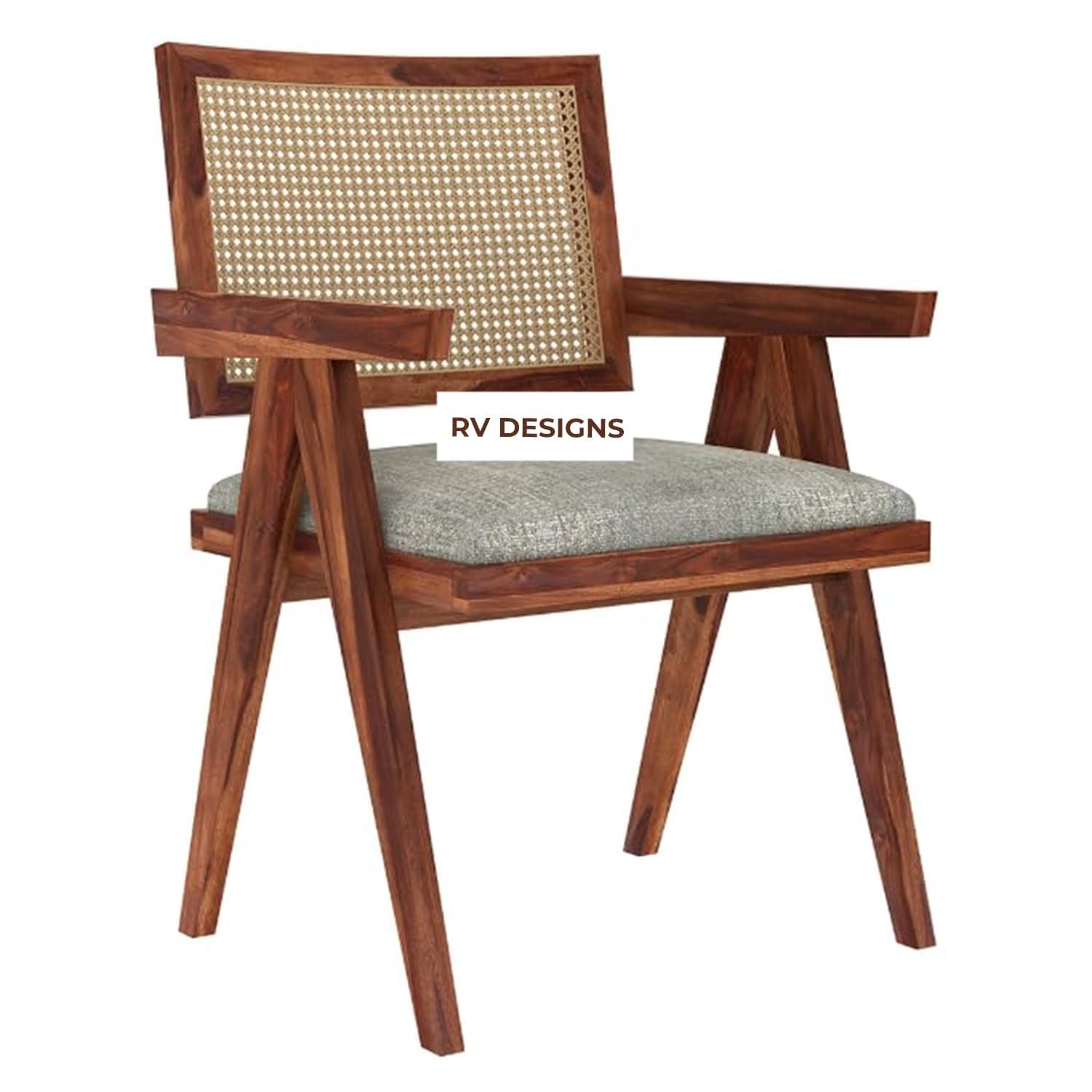 RV DESIGNS Mango Wood Kangaroo Accent Chair Handcrafted Lounge Chair for Cafeteria Traditional Armchair Modern Armchair Wingback Chair Side Chairs Wooden Home Furniture (Walnut)