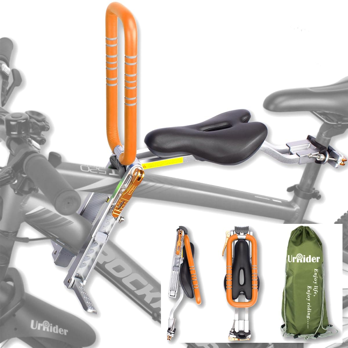 UrRider Child Bike Seat, Front Mount Kids Bike Seat,Fit Mountain Bikes, Cruiser Bikes, Folding Bikes, Ultra Light,Portable, Tool-Free, Quick-Release,Toddler Bike Seat for 2-6 Years(up to 60lbs)