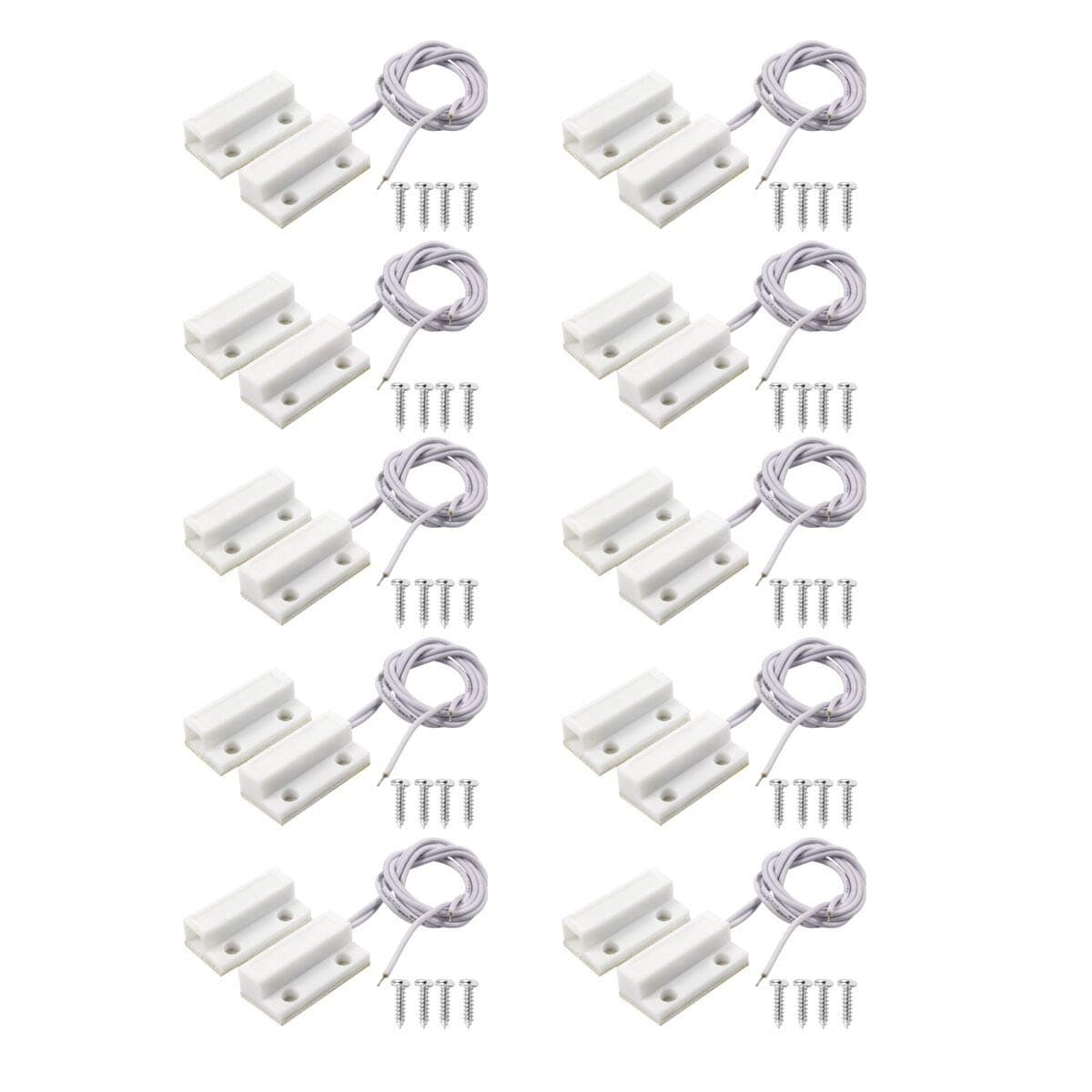 MC-38 Surface Mount Wired NC Door Sensor Alarm Magnetic Reed Switch White 10 Pair