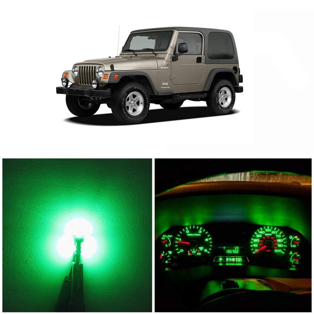 WLJH Green Instrument Panel Cluster Speedometer Tach Gauge Odometer Oil Temp Dashboard Indicator Light Bulb LED Package for Jeep Wrangler TJ 2001-2006