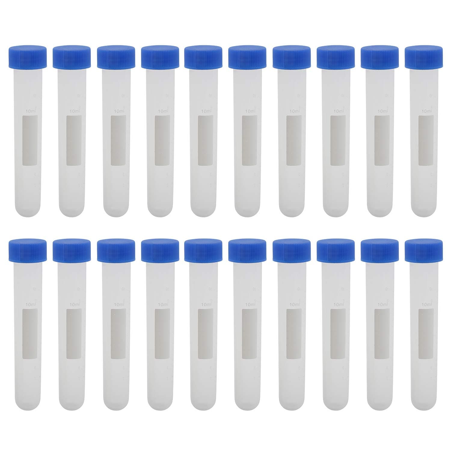 Kesell Centrifuge Tubes Round Bottom Screw Cap Plastic Test Tube Vials 10ml with Graduation and Writing Area, Pack of 20