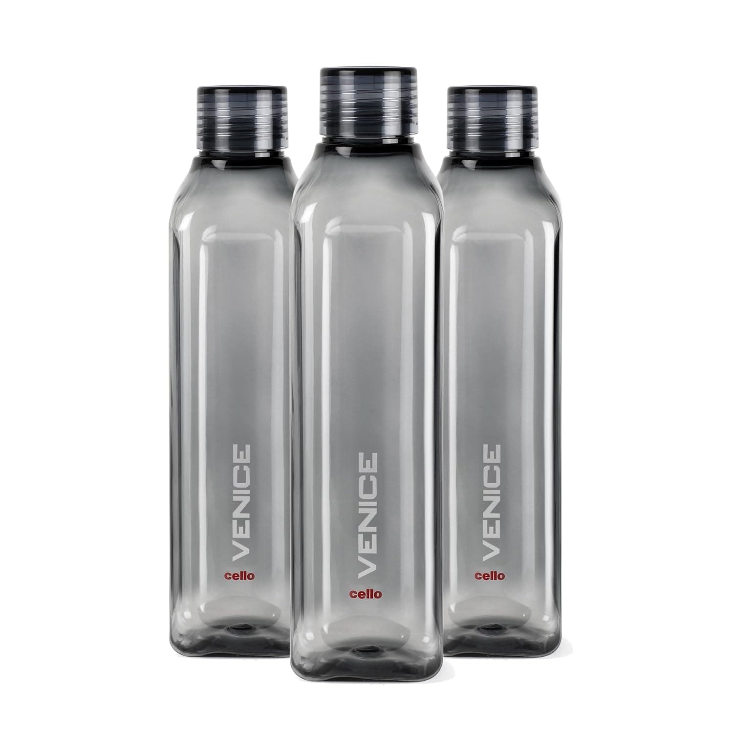 Venice Plastic Water Bottle | Unbreakable and Hygienic | Perfect for staying hydrated at the school,college, work, gym and outdoor adventures Water Bottle | 1 Litre | Set of 3, Black