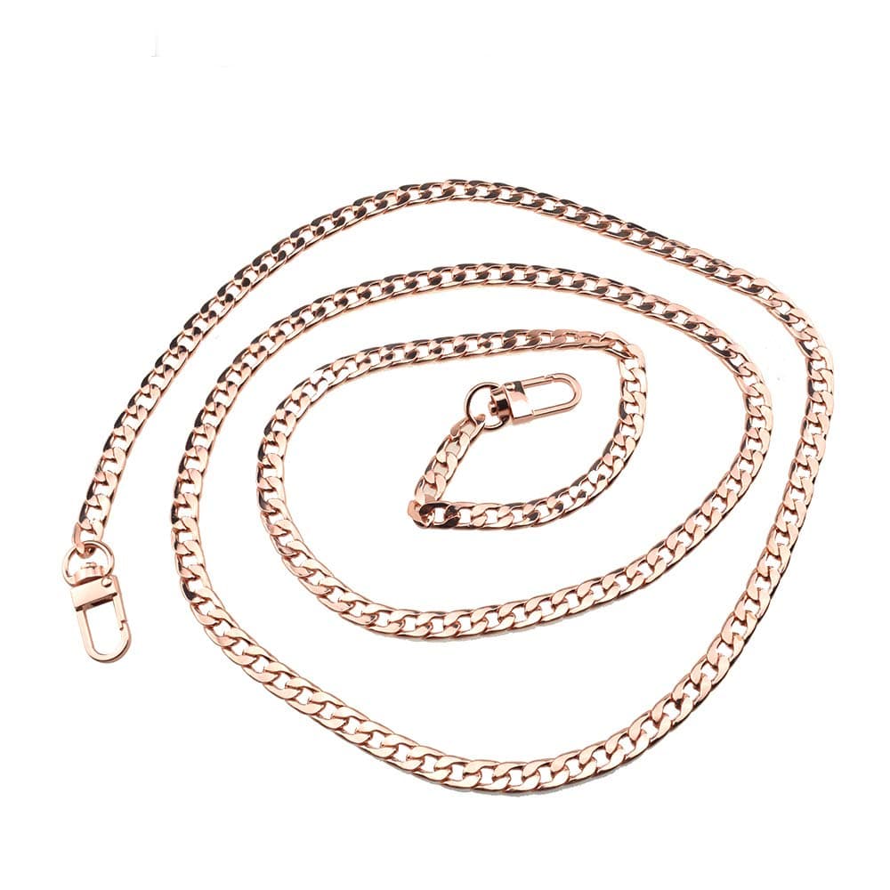 HAHIYO Mini Pochette Purse Chain Strap Thin Wide 7mm for LV Length 51.2 inches Thick 2.6mm Rose Gold for Shoulder Cross Body Sling Handbag Wallet Clutch Comfortable Flat Metal Strap 1 Pack