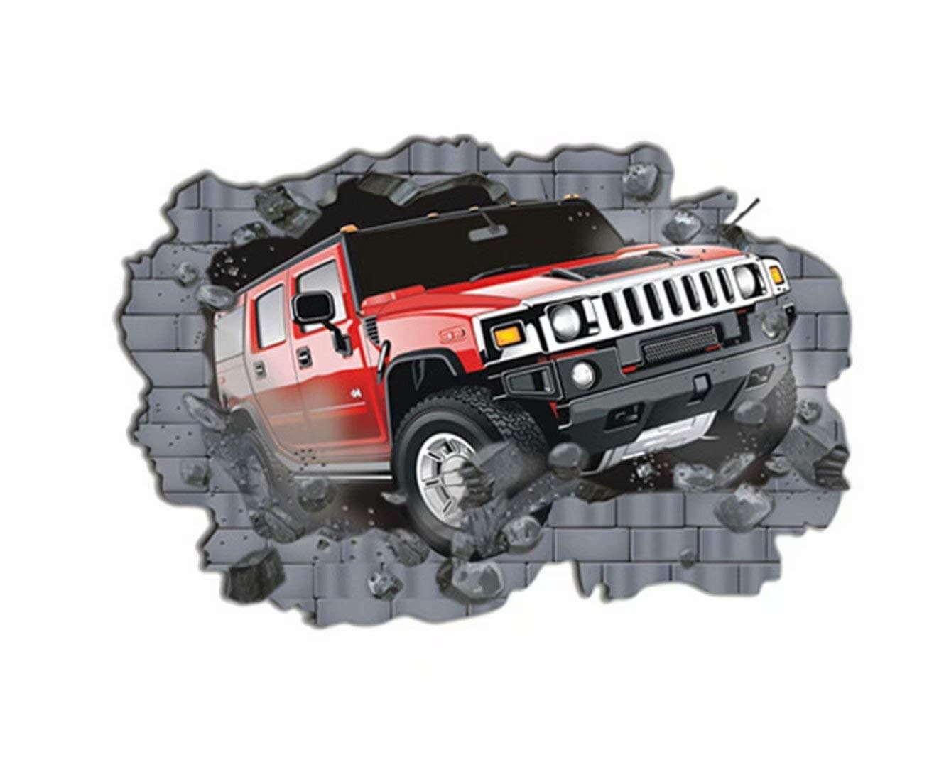 Goodlucky365 3D Car Pattern Mural Decal,Effect Smashed Wall Sticker,Style Transfer Art Lighting Bedroom,Funny Cartoon Wall Decor -Cars