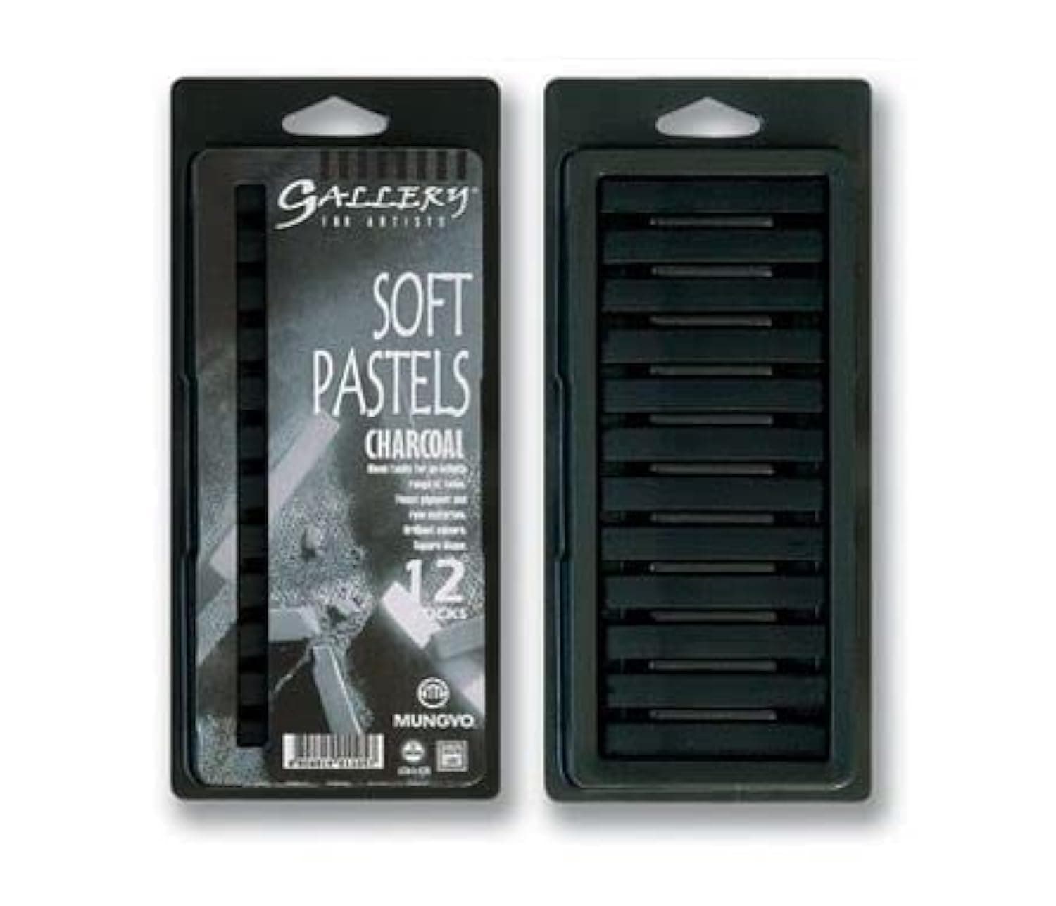 - Gallery Soft Pastels Cardboard Box Set of 12 - Charcoal Black