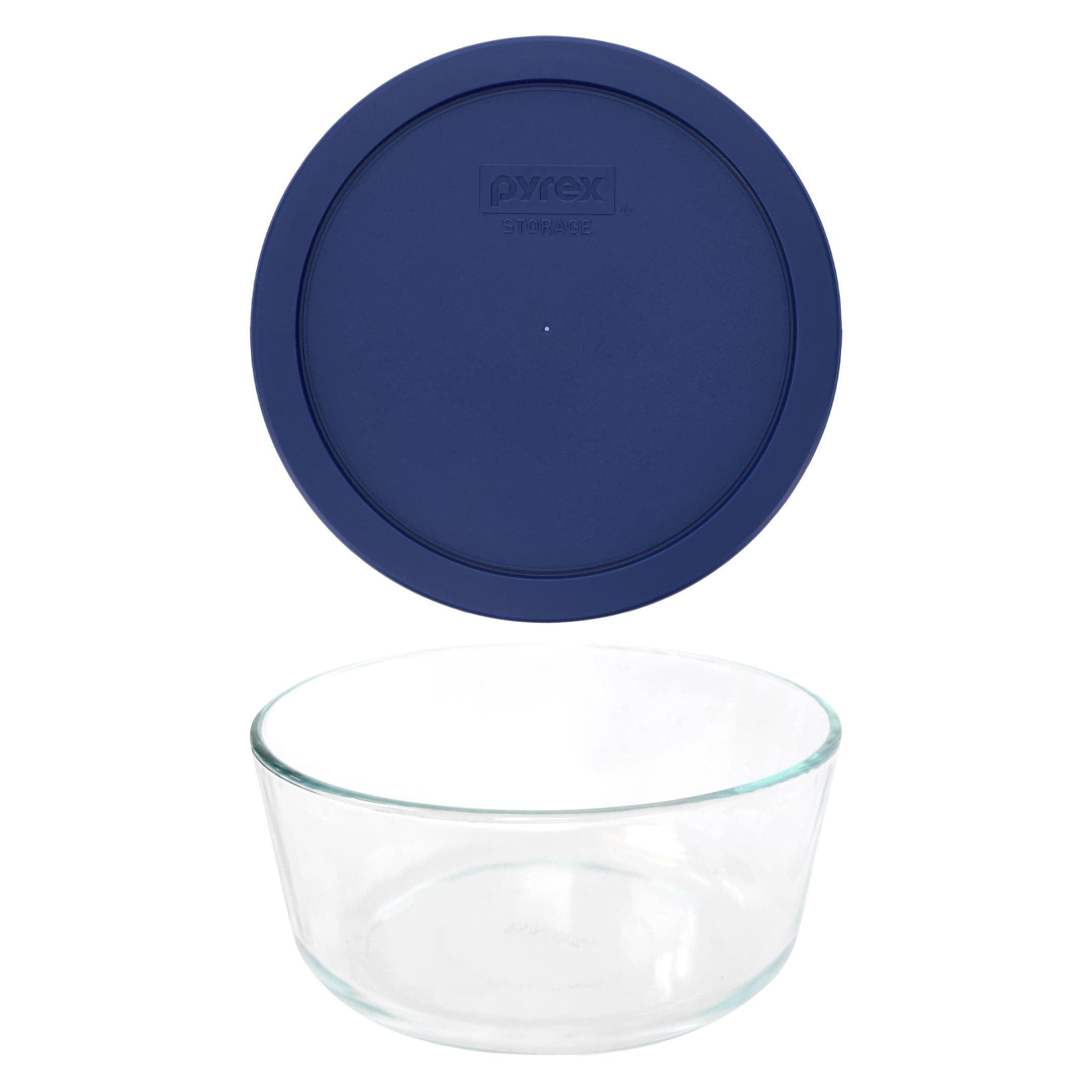7203 7-Cup Glass Mixing Bowl with 7402-PC Blue Plastic Lid, Food Storage Container, Dishwasher Safe, Ideal for Food Prep & Leftovers - Made in the USA