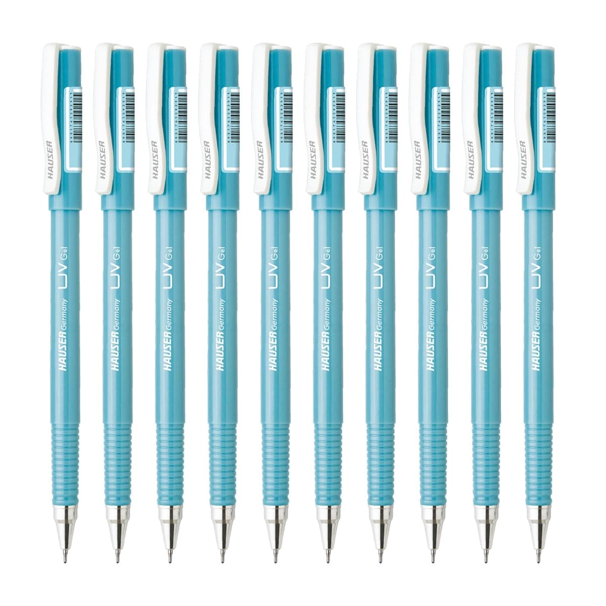 Hauser UV Gel Pen Wallet Pack | Ensures Smoothness & Durability | Waterproof Ink for Smooth & Smudge Free Writing | Blue Ink, Pack of 10 Pens