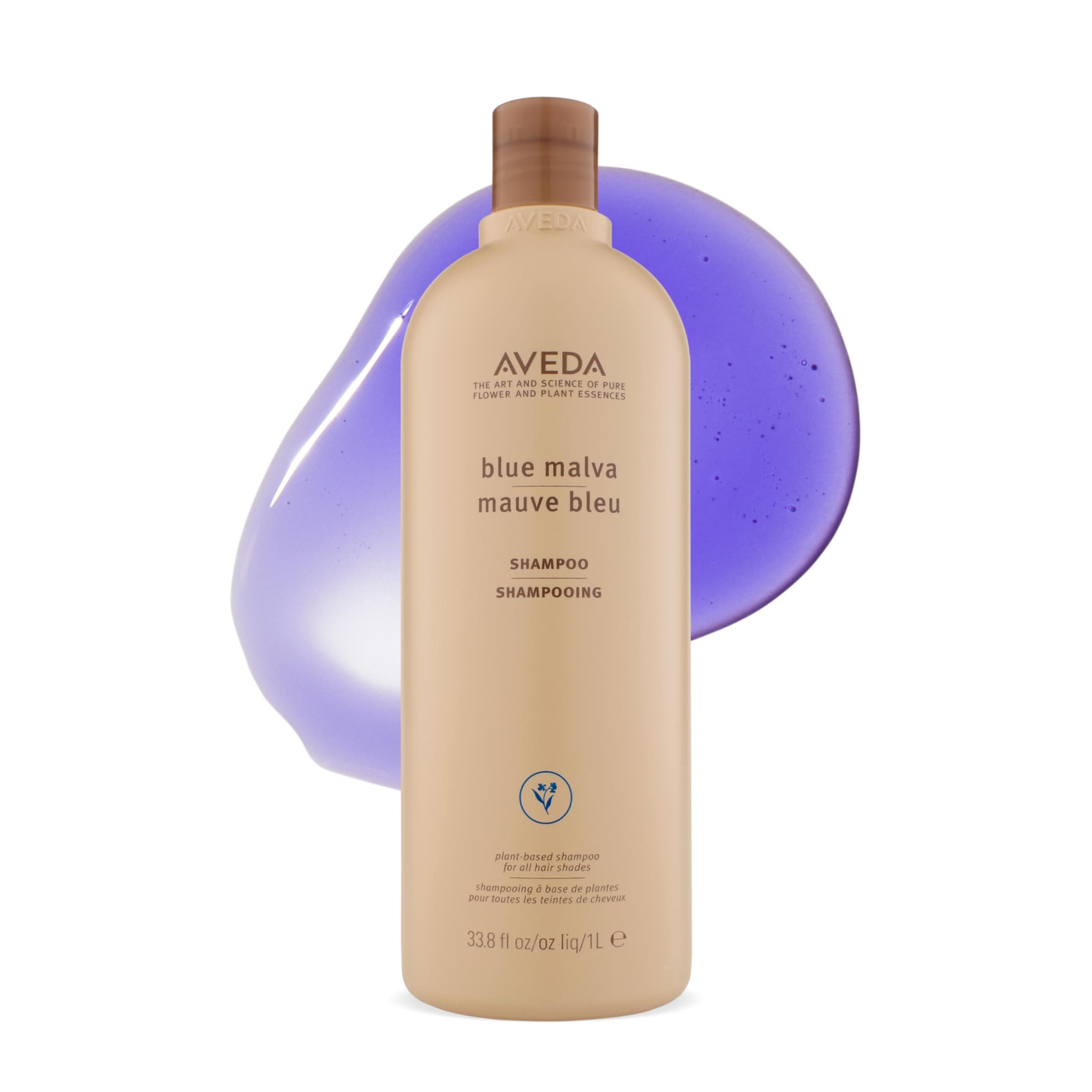 Blue Malva Shampoo | Purple Shampoo for Gray and Blonde Hair | Neutralizes Brassiness and Yellow Tones |With Blue Malva and Coneflower | 95% Naturally Derived* | Liter Size | 33.8 Fl Oz