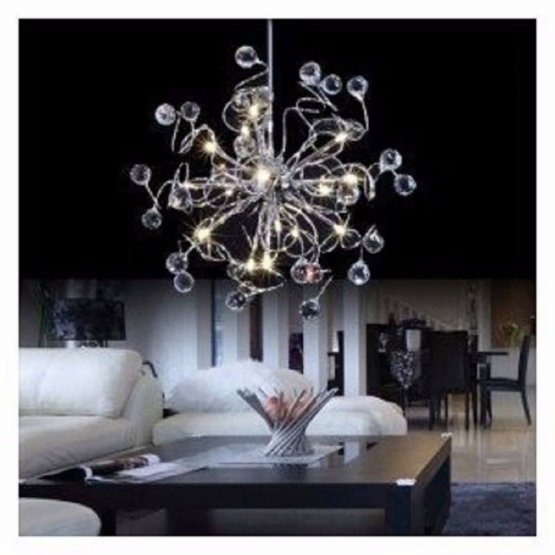 Loco Modern Crystal Chandelier with 15 Lights, Mini Style Pendant Lights Ceiling Light Fixture Lamp