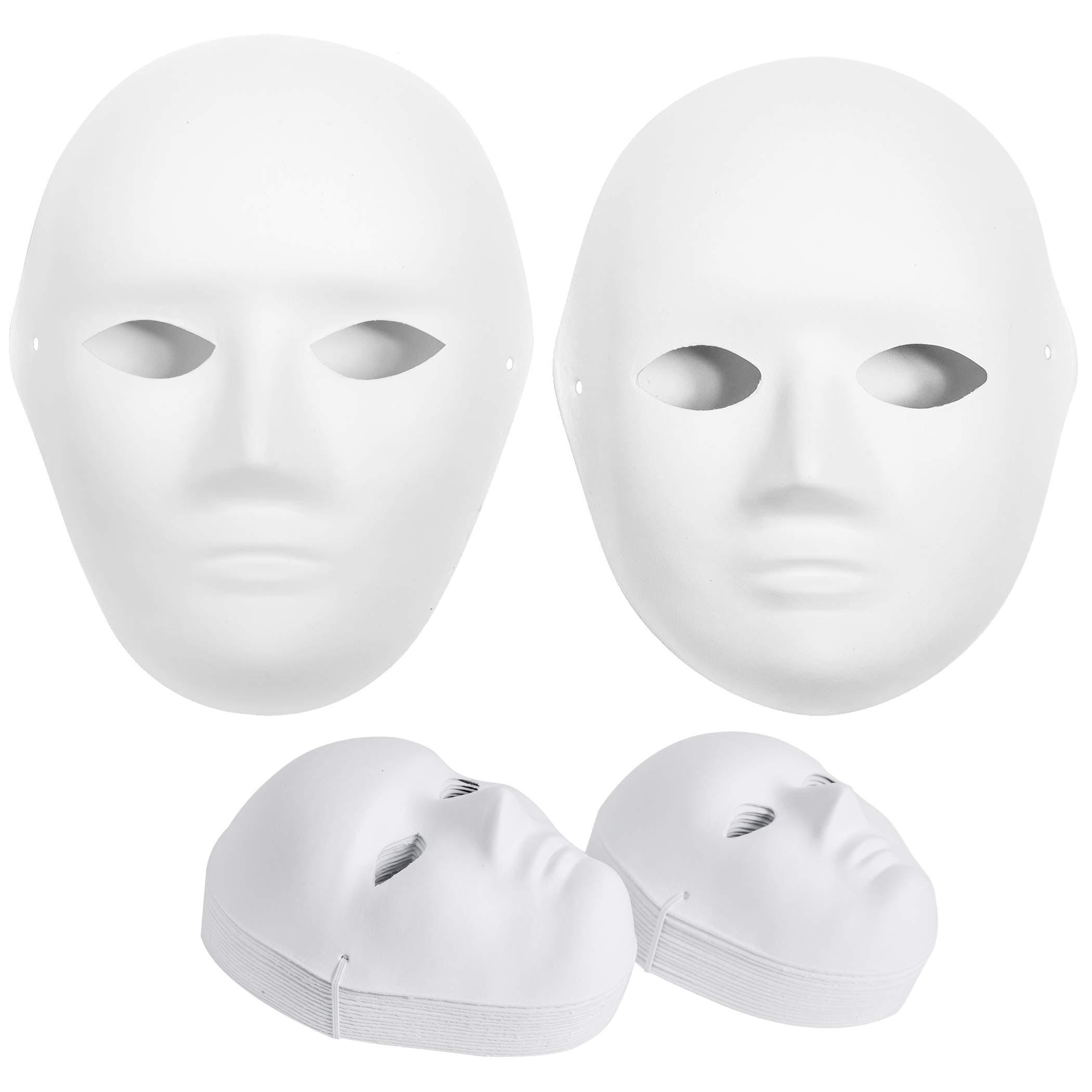 30 Pack Paper Mache Masks - 2 Sizes for Artistic Projects, Theater, Halloween, Masquerade Parties, Classroom Art